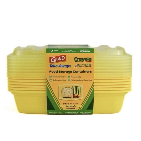 Crayola Yellow Rectangular Food Storage Container Set - Picture 2 of 4